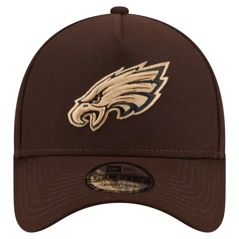 Philadelphia Eagles New Era Burnt Wood A-Frame 9FORTY Adjustable Hat - Dark Brown - NFL