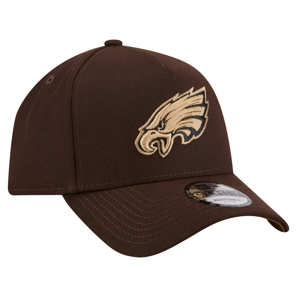 Philadelphia Eagles New Era Burnt Wood A-Frame 9FORTY Adjustable Hat - Dark Brown - NFL