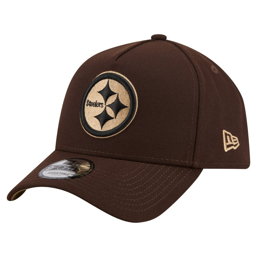 Pittsburgh Steelers New Era Burnt Wood A-Frame 9FORTY Adjustable Hat - Dark Brown - NFL