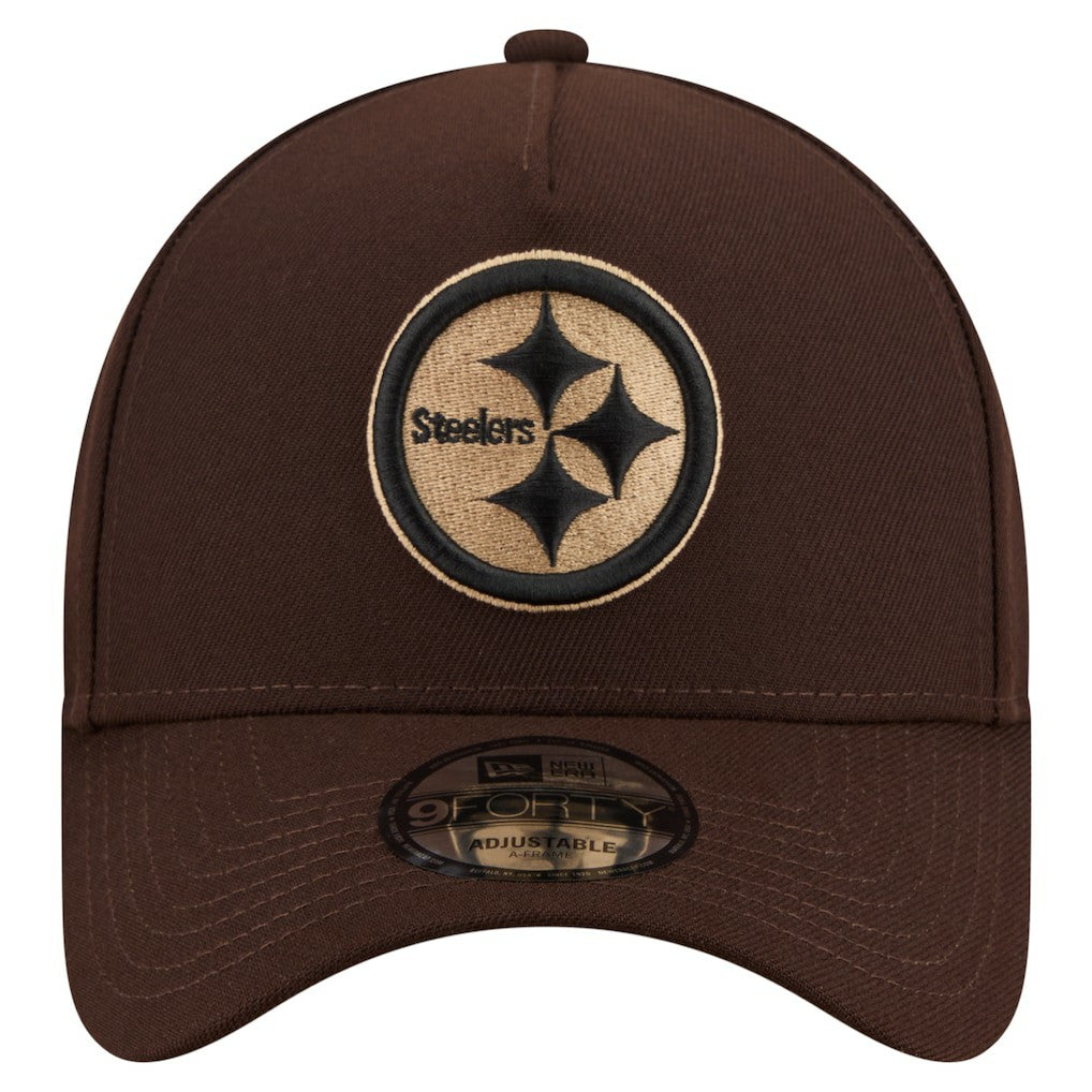 Pittsburgh Steelers New Era Burnt Wood A-Frame 9FORTY Adjustable Hat - Dark Brown - NFL