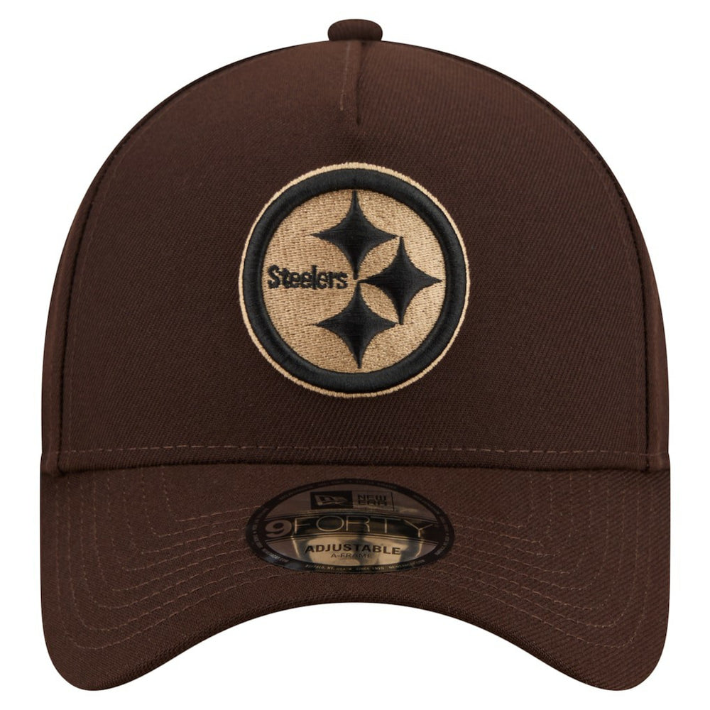 Pittsburgh Steelers New Era Burnt Wood A-Frame 9FORTY Adjustable Hat - Dark Brown - NFL