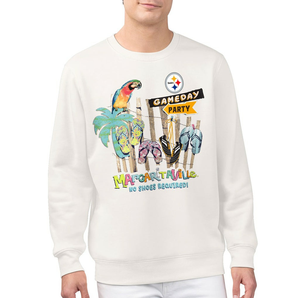 Pittsburgh Steelers Margaritaville Gameday Party Fleece Sweatshirt - Cream - NFL