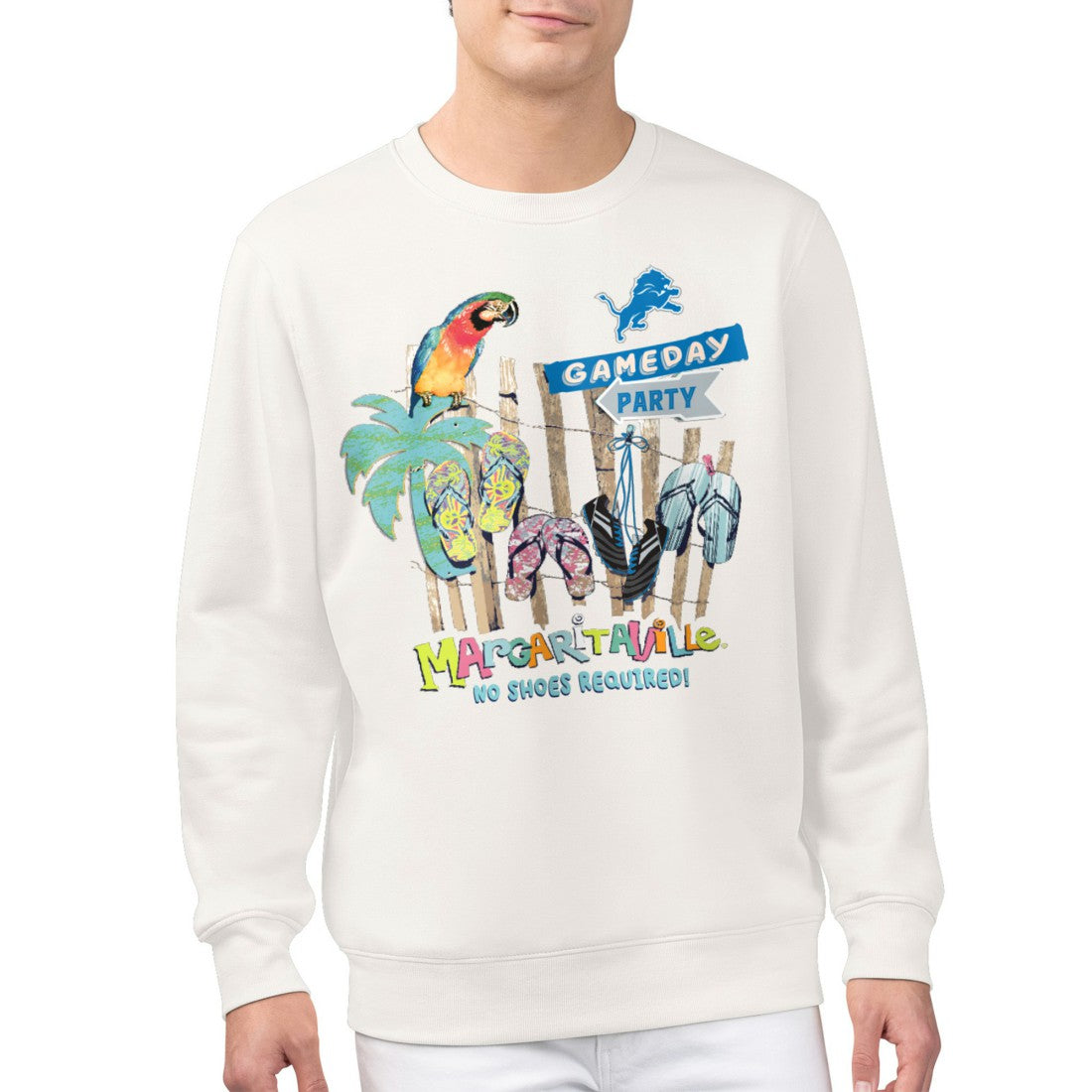 Detroit Lions Margaritaville Gameday Party Fleece Sweatshirt - Cream - NFL