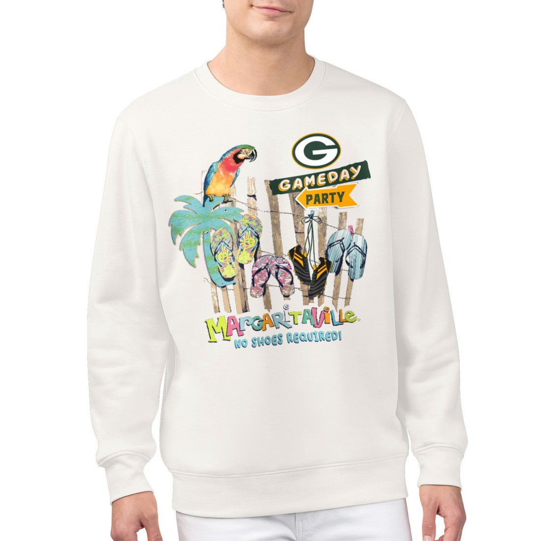 Green Bay Packers Margaritaville Gameday Party Fleece Sweatshirt - Cream - NFL