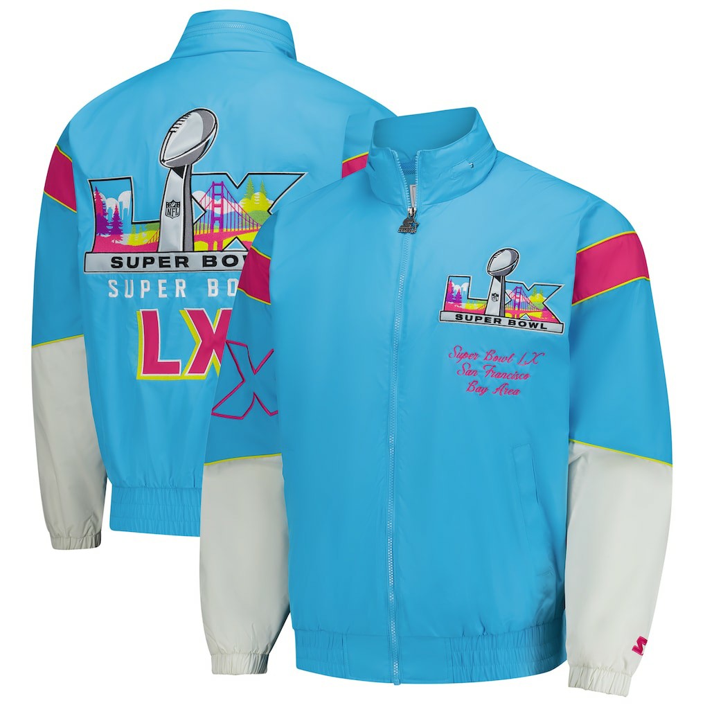 Super Bowl LX Starter The Gust Full-Zip Hooded Jacket - Light Blue - NFL