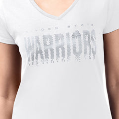Golden State Warriors G-III 4Her by Carl Banks Women's Super-Slim-Fit Metallic Drop Lightweight V-Neck T-Shirt White