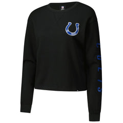 Indianapolis Colts New Era Women's Sport Night Thermal Long Sleeve Cropped T-Shirt - Black - NFL
