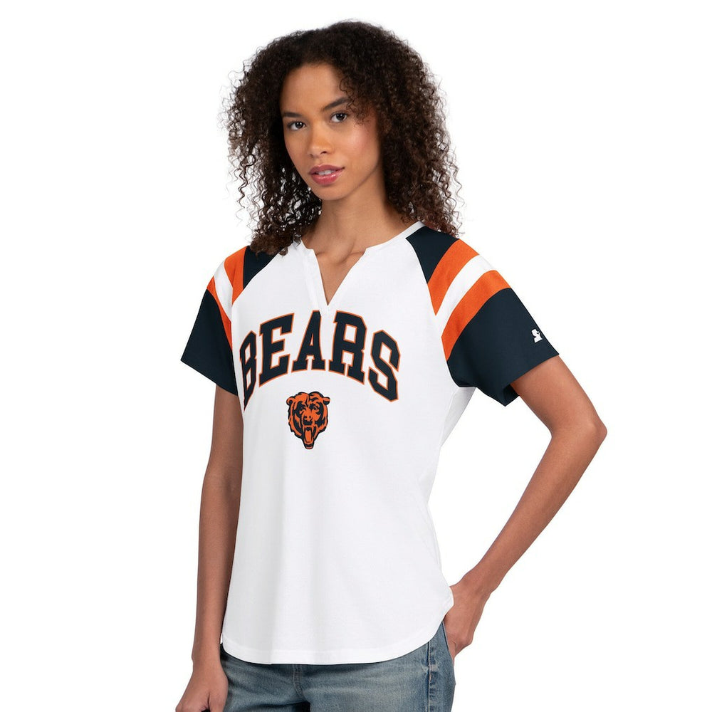 Chicago Bears Starter Women's Game On Raglan Notch Neck T-Shirt - White - NFL