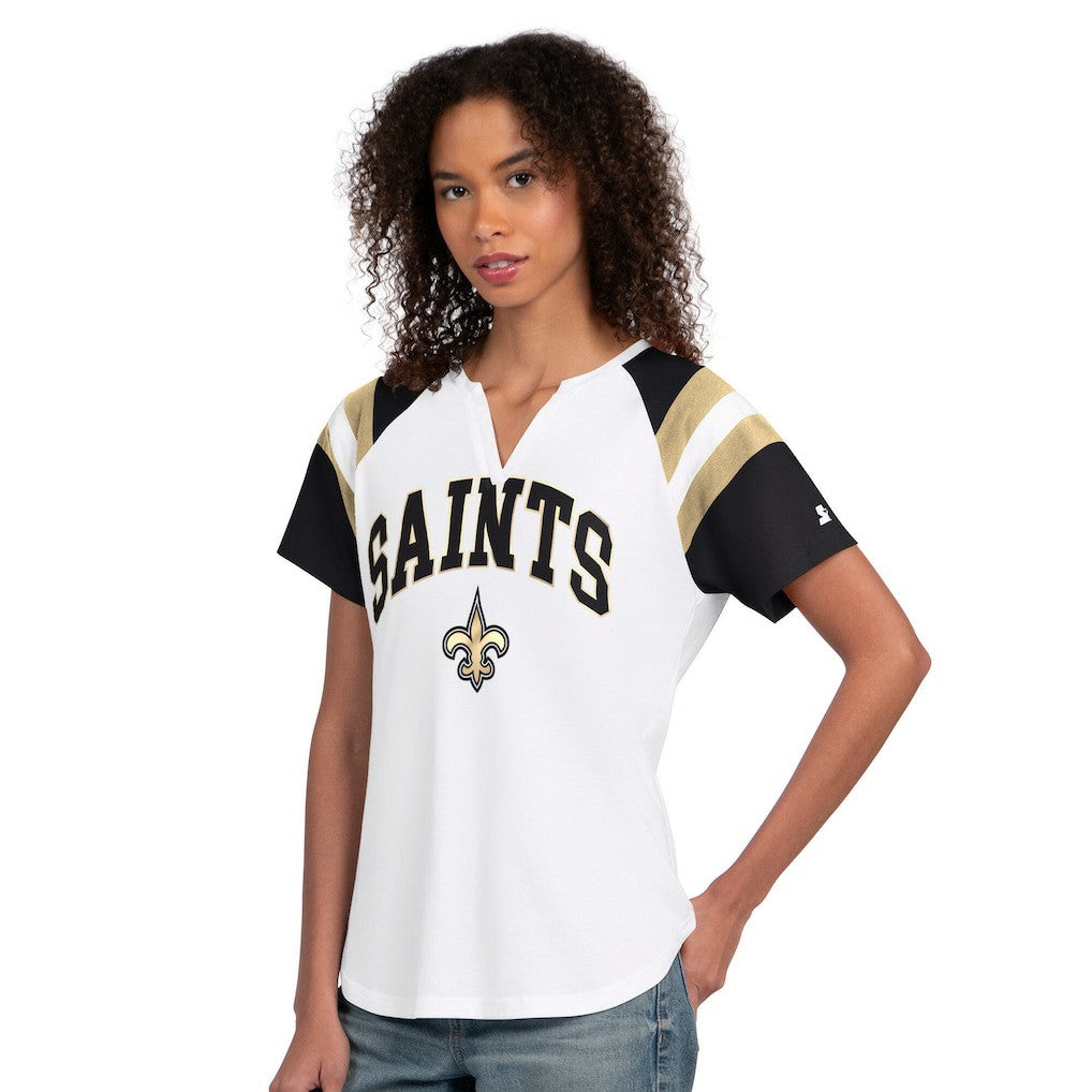 New Orleans Saints Starter Women's Game On Notch Neck T-Shirt - White - NFL