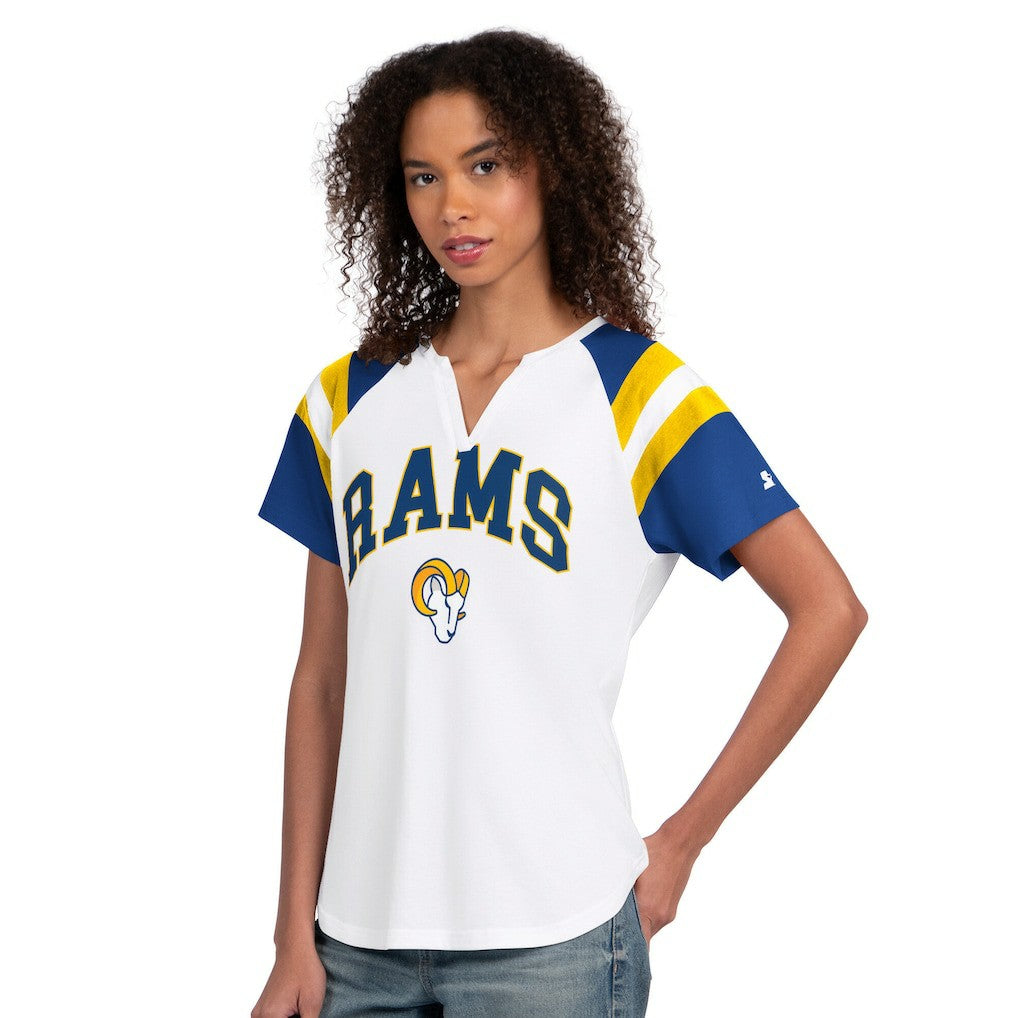 Los Angeles Rams Starter Women's Game On Notch Neck T-Shirt - White - NFL