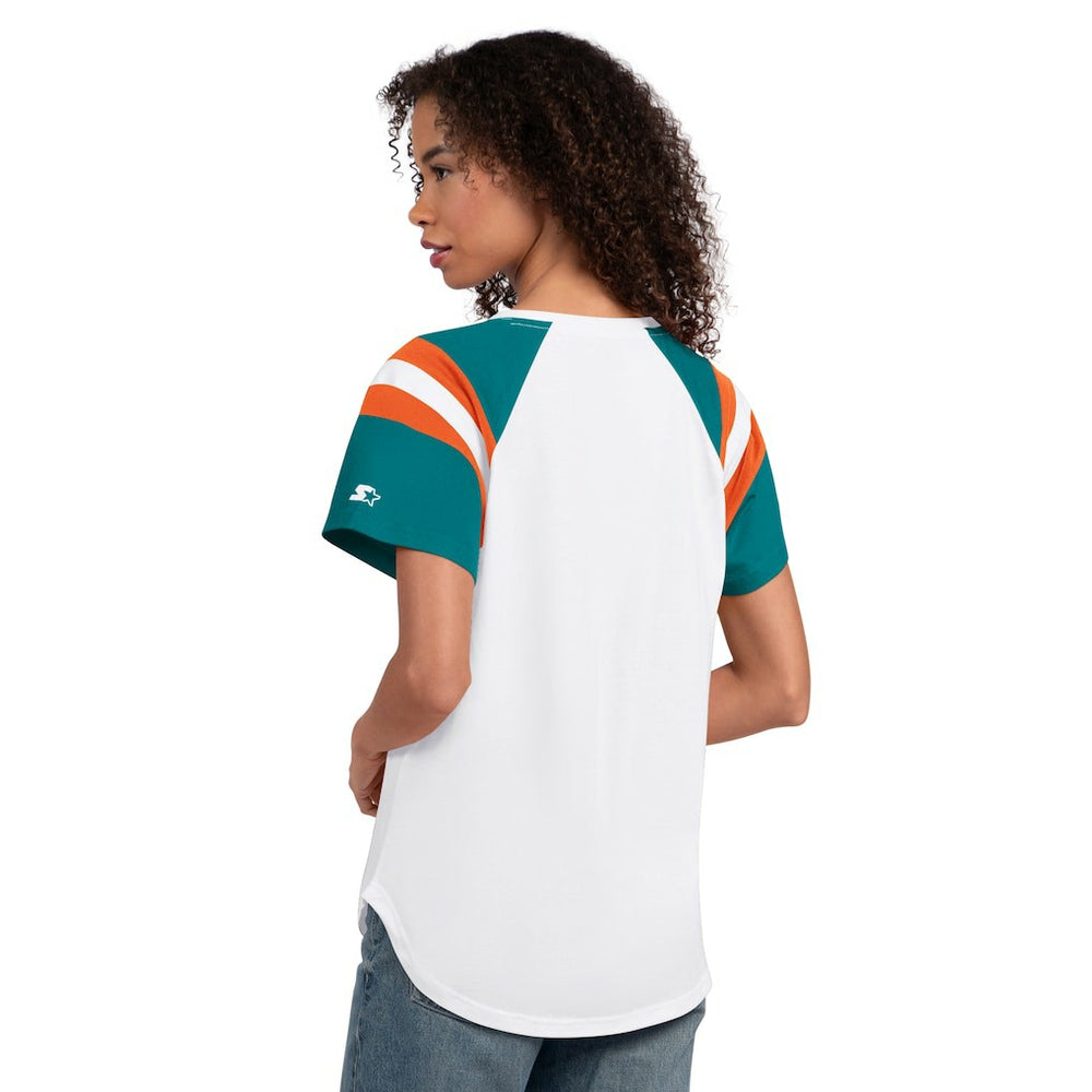 Miami Dolphins Starter Women's Game On Notch Neck T-Shirt - White - NFL
