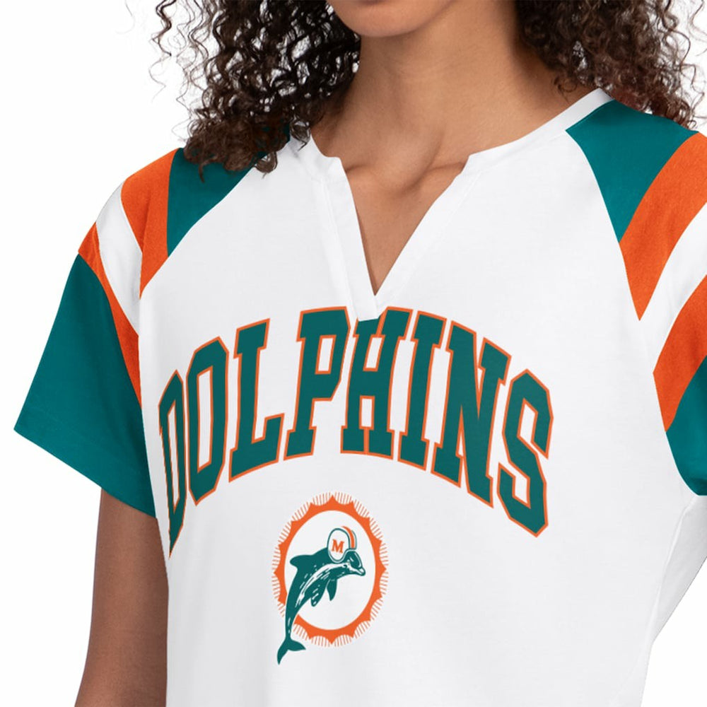 Miami Dolphins Starter Women's Game On Notch Neck T-Shirt - White - NFL