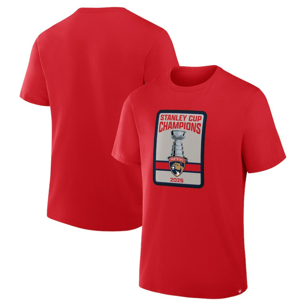 Florida Panthers 2025 Stanley Cup Champions Banner Raising T-Shirt - Red | NHL on sale