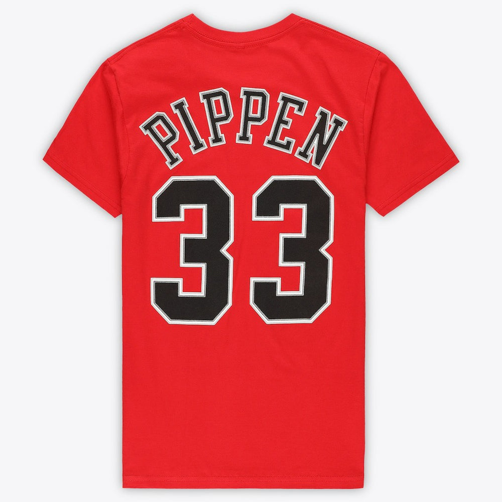 Mitchell & Ness Scottie Pippen Chicago Bulls Unisex Hardwood Classics Name & Number T-Shirt Red