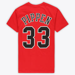 Mitchell & Ness Scottie Pippen Chicago Bulls Unisex Hardwood Classics Name & Number T-Shirt Red