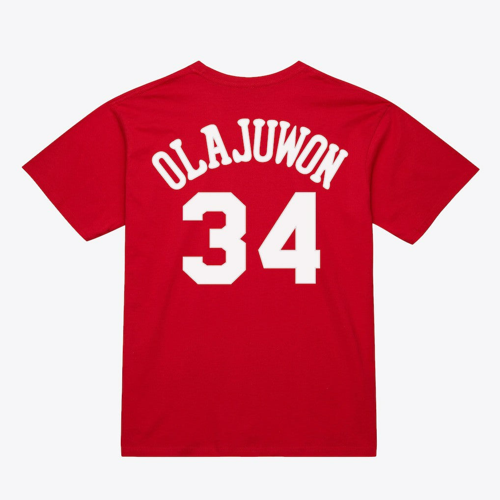 Mitchell & Ness Hakeem Olajuwon Houston Rockets Unisex Hardwood Classics Name & Number T-Shirt Red