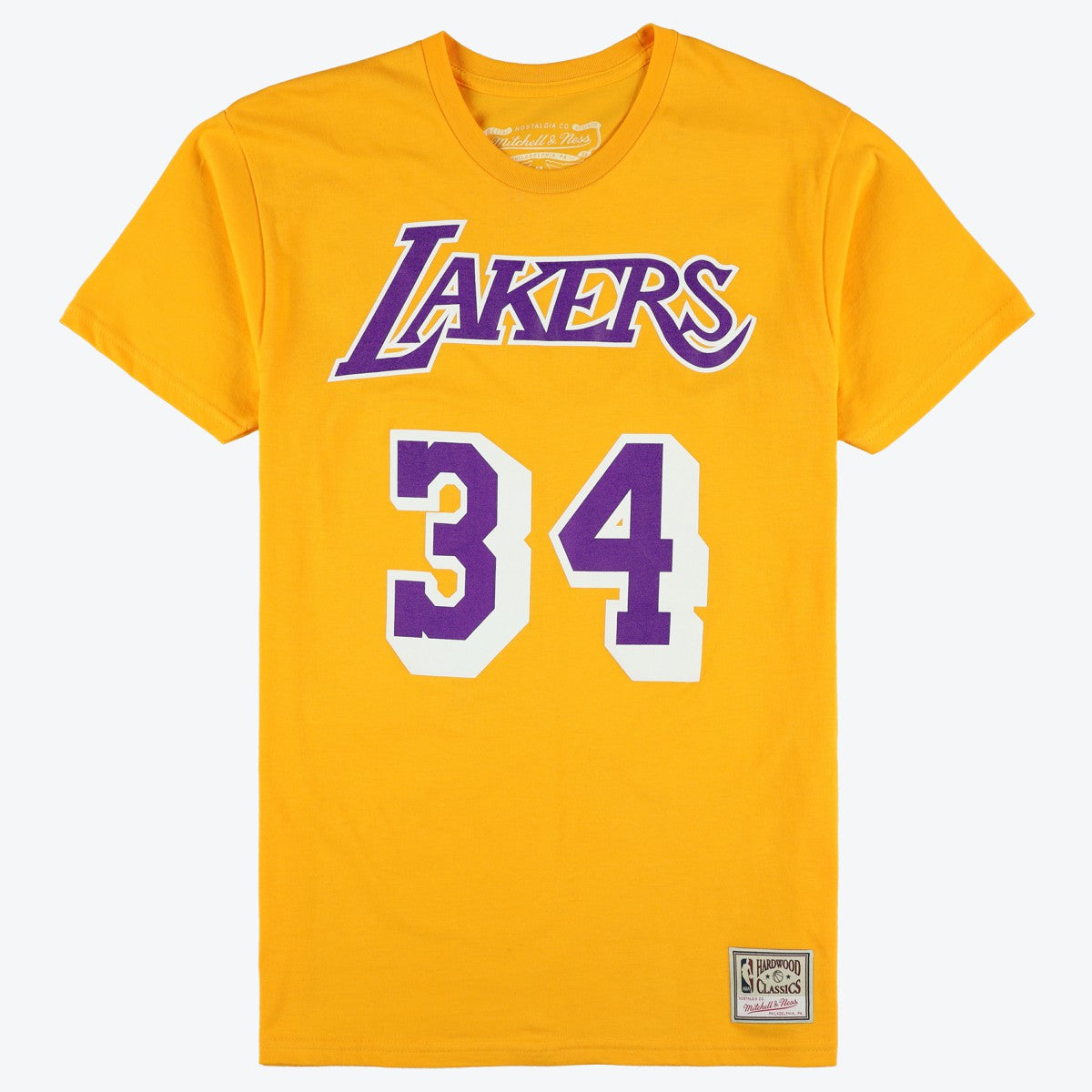 Mitchell & Ness Shaquille O'Neal Los Angeles Lakers Unisex Hardwood Classics Name & Number T-Shirt Gold