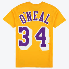 Mitchell & Ness Shaquille O'Neal Los Angeles Lakers Unisex Hardwood Classics Name & Number T-Shirt Gold