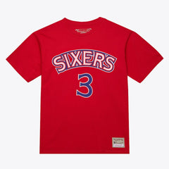 Mitchell & Ness Allen Iverson Philadelphia 76ers Unisex Hardwood Classics Name & Number T-Shirt Red