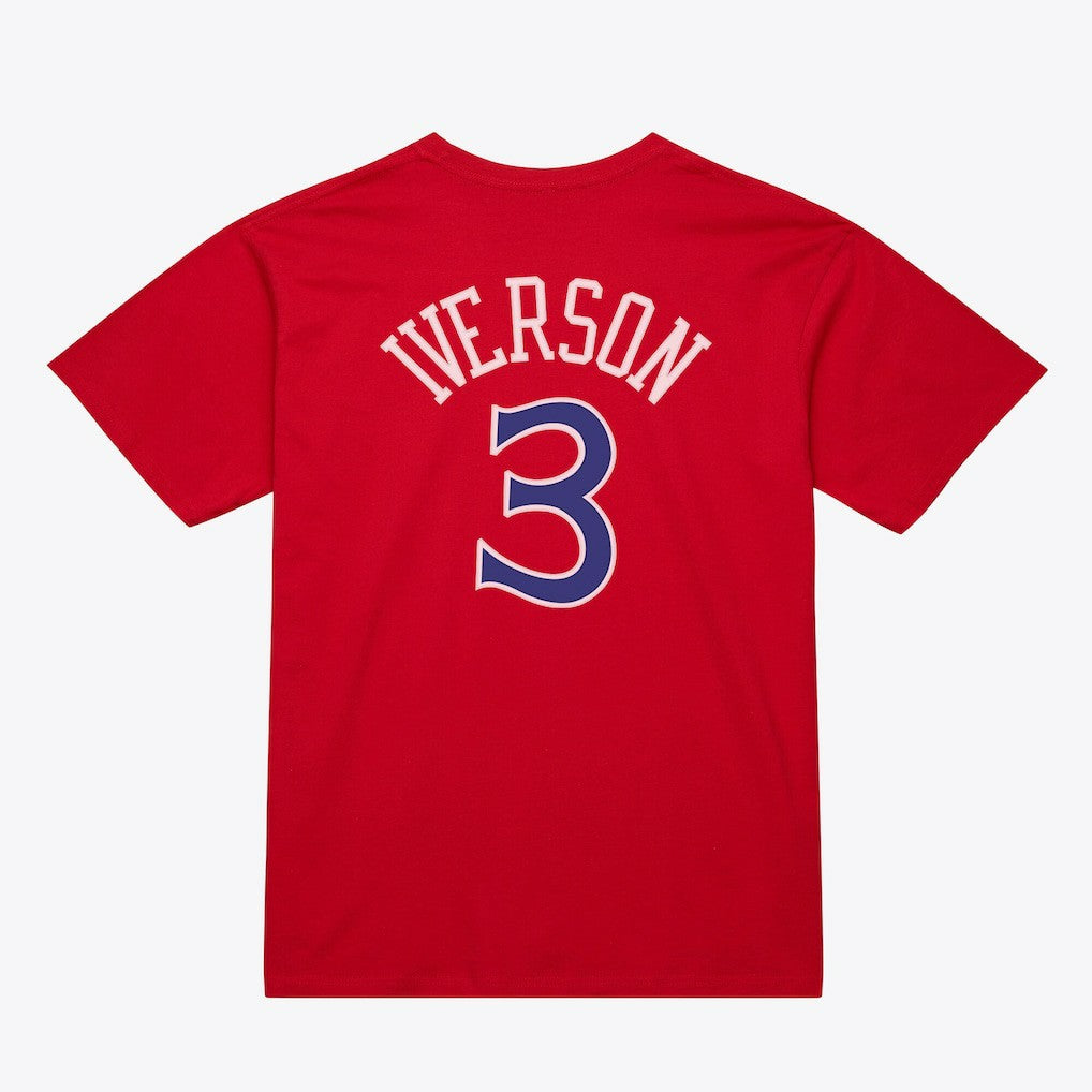Mitchell & Ness Allen Iverson Philadelphia 76ers Unisex Hardwood Classics Name & Number T-Shirt Red