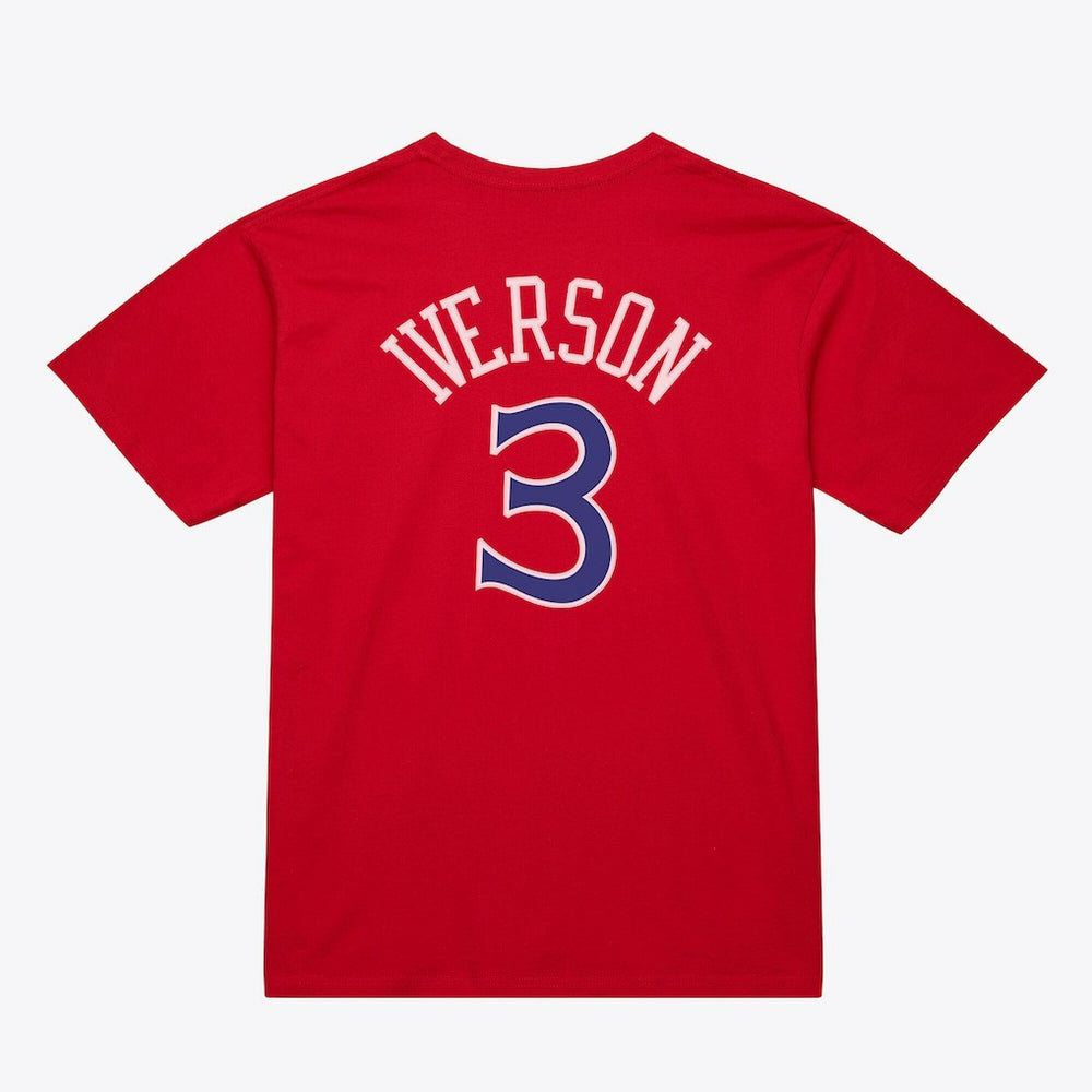 Mitchell & Ness Allen Iverson Philadelphia 76ers Unisex Hardwood Classics Name & Number T-Shirt Red