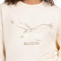 Philadelphia Eagles Starter Women's Travel Pastels Boxy Fleece Sweatshirt - Cream - NFL