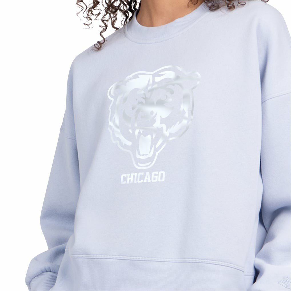 Chicago Bears Starter Women's Travel Pastels Boxy Fleece Sweatshirt - Light Blue - NFL