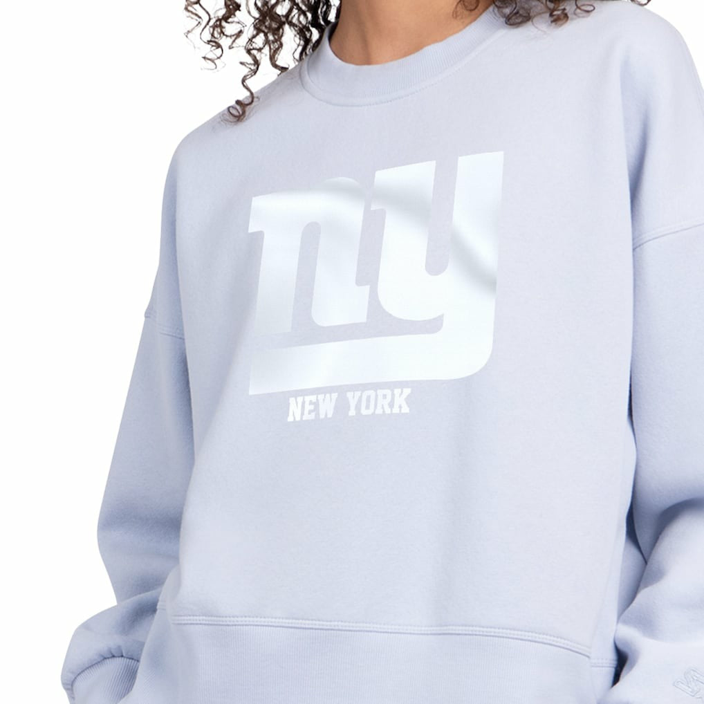 New York Giants Starter Women's Travel Pastels Boxy Fleece Sweatshirt - Light Blue - NFL