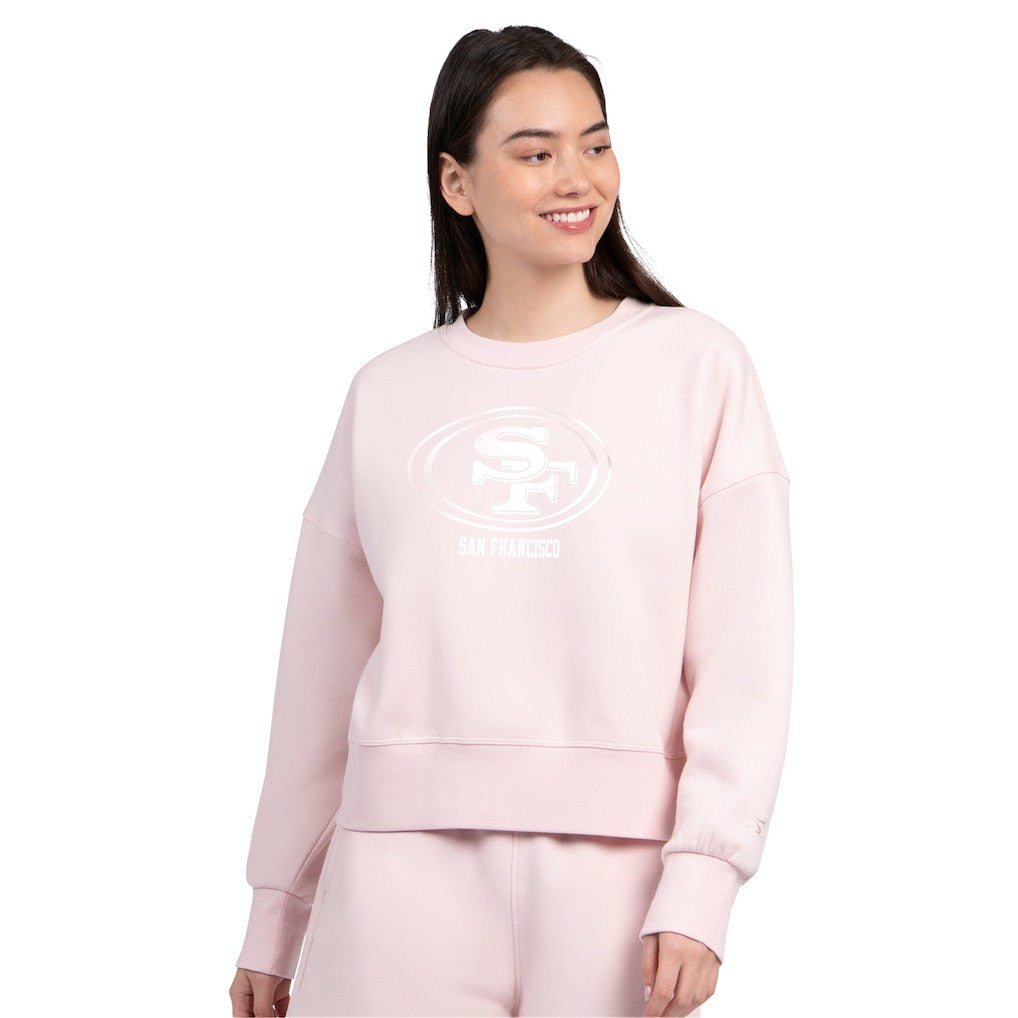 San Francisco 49ers Starter Women's Travel Pastels Boxy Fleece Sweatshirt - Light Pink - NFL