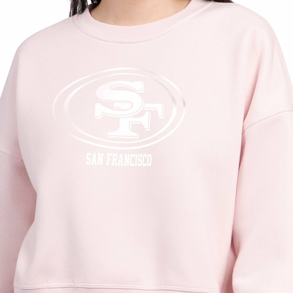 San Francisco 49ers Starter Women's Travel Pastels Boxy Fleece Sweatshirt - Light Pink - NFL