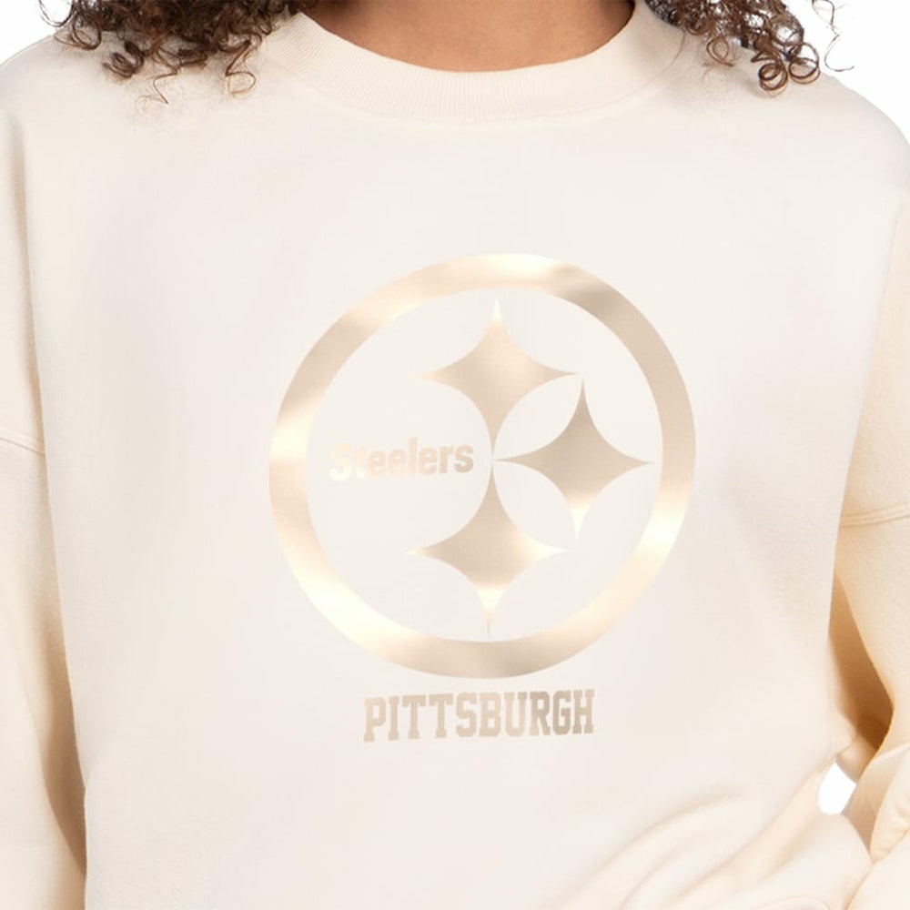 Pittsburgh Steelers Starter Women's Travel Pastels Boxy Fleece Sweatshirt - Cream - NFL