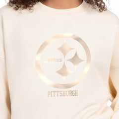 Pittsburgh Steelers Starter Women's Travel Pastels Boxy Fleece Sweatshirt - Cream - NFL