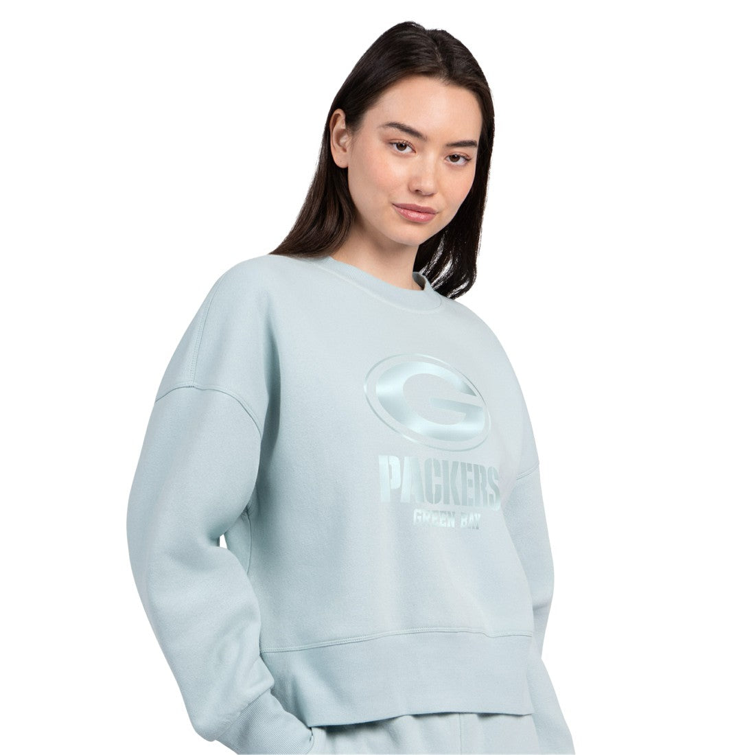 Green Bay Packers Starter Women's Travel Pastels Boxy Fleece Sweatshirt - Mint - NFL