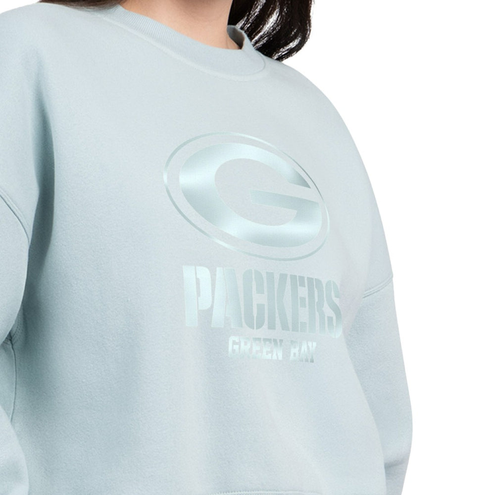Green Bay Packers Starter Women's Travel Pastels Boxy Fleece Sweatshirt - Mint - NFL