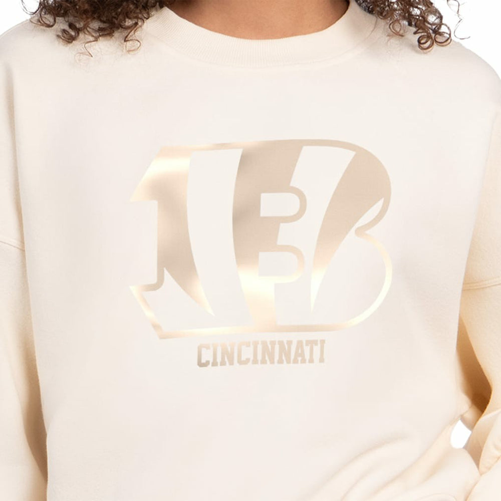 Cincinnati Bengals Starter Women's Travel Pastels Boxy Fleece Sweatshirt - Cream - NFL