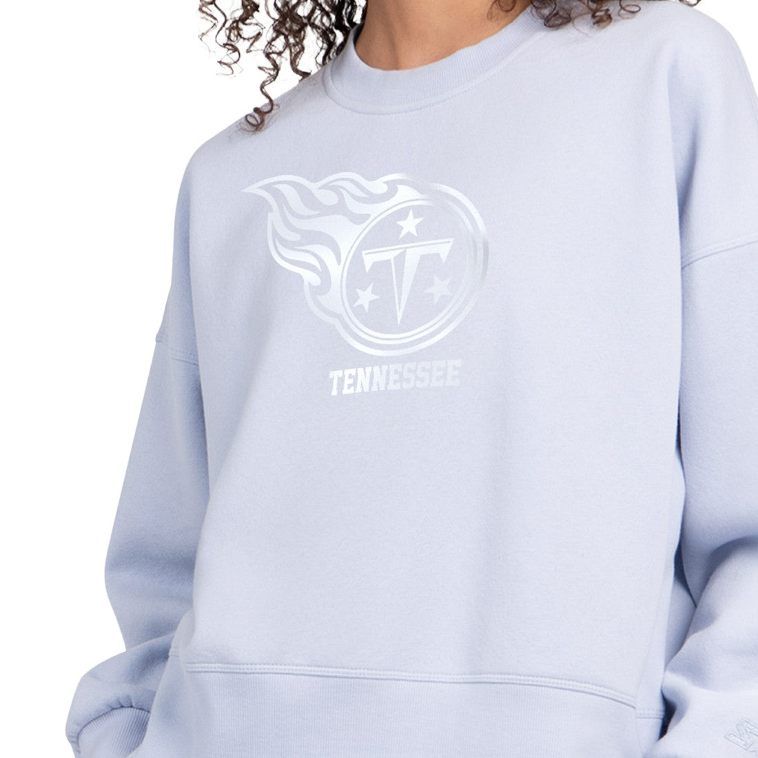 Tennessee Titans Starter Women's Travel Pastels Boxy Fleece Sweatshirt - Light Blue - NFL