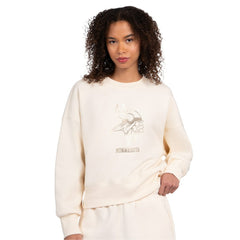 Minnesota Vikings Starter Women's Travel Pastels Boxy Fleece Sweatshirt - Cream - NFL