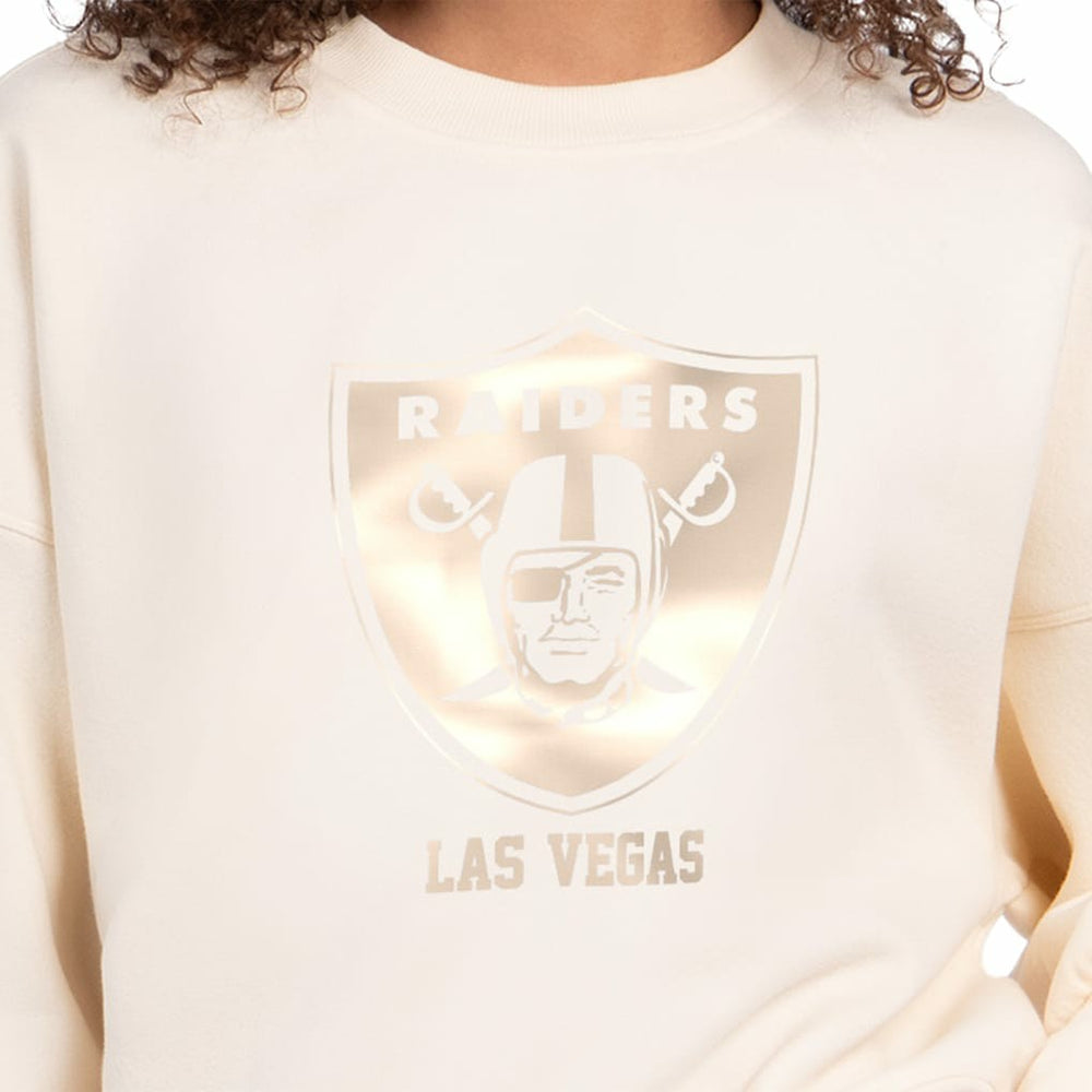Las Vegas Raiders Starter Women's Travel Pastels Boxy Fleece Sweatshirt - Cream - NFL