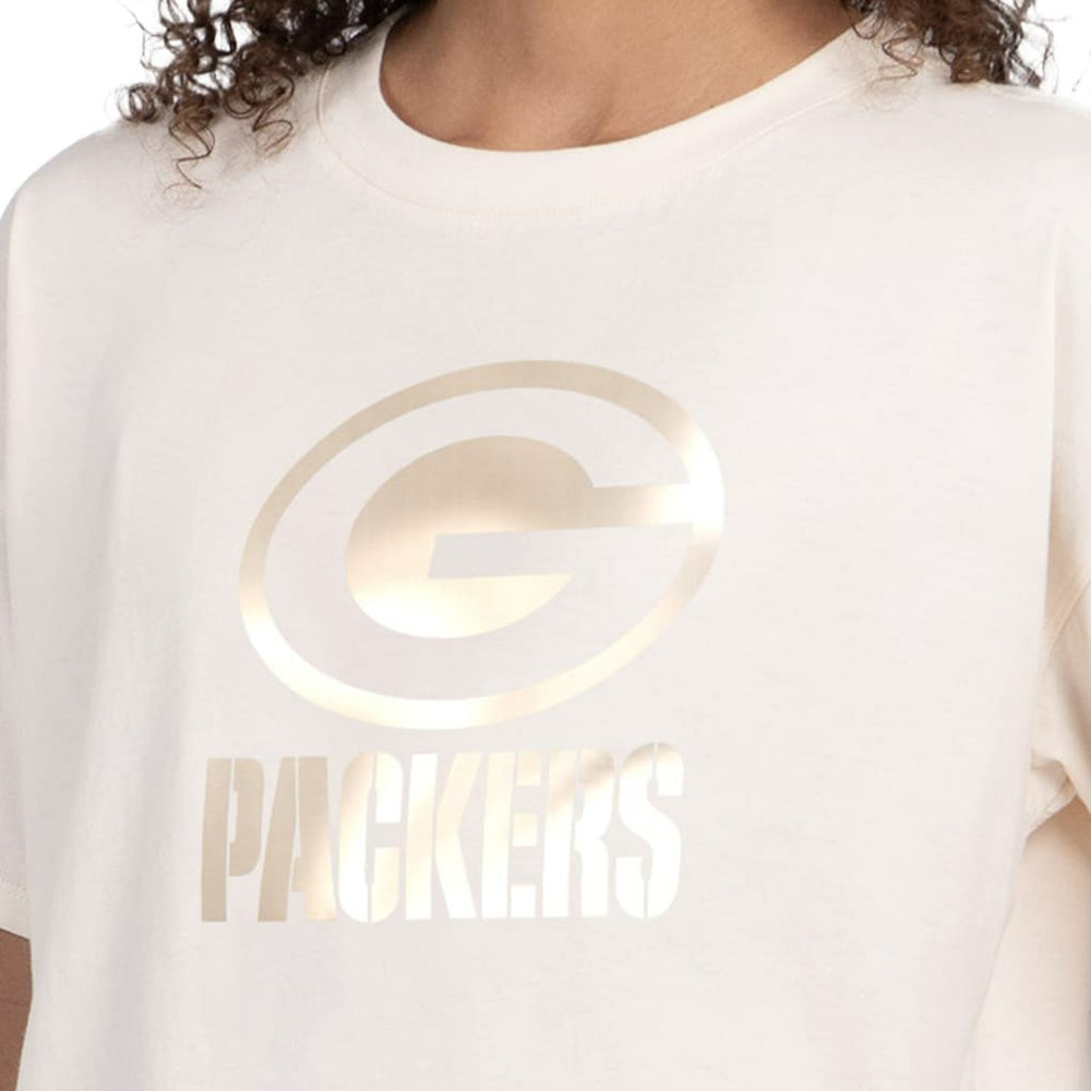 Green Bay Packers Starter Women's Pastel Travel Boxy Cropped T-Shirt - Cream - NFL
