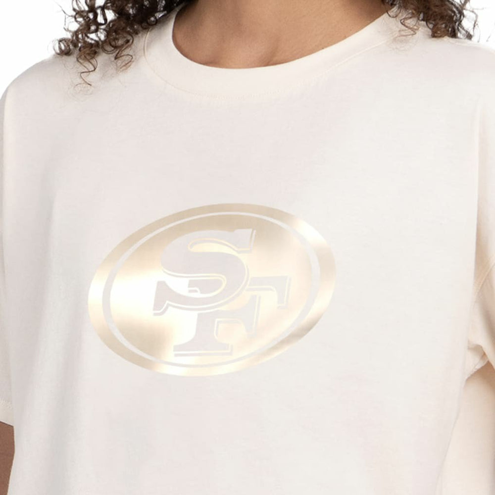 San Francisco 49ers Starter Women's Pastel Travel Boxy Cropped T-Shirt - Cream - NFL