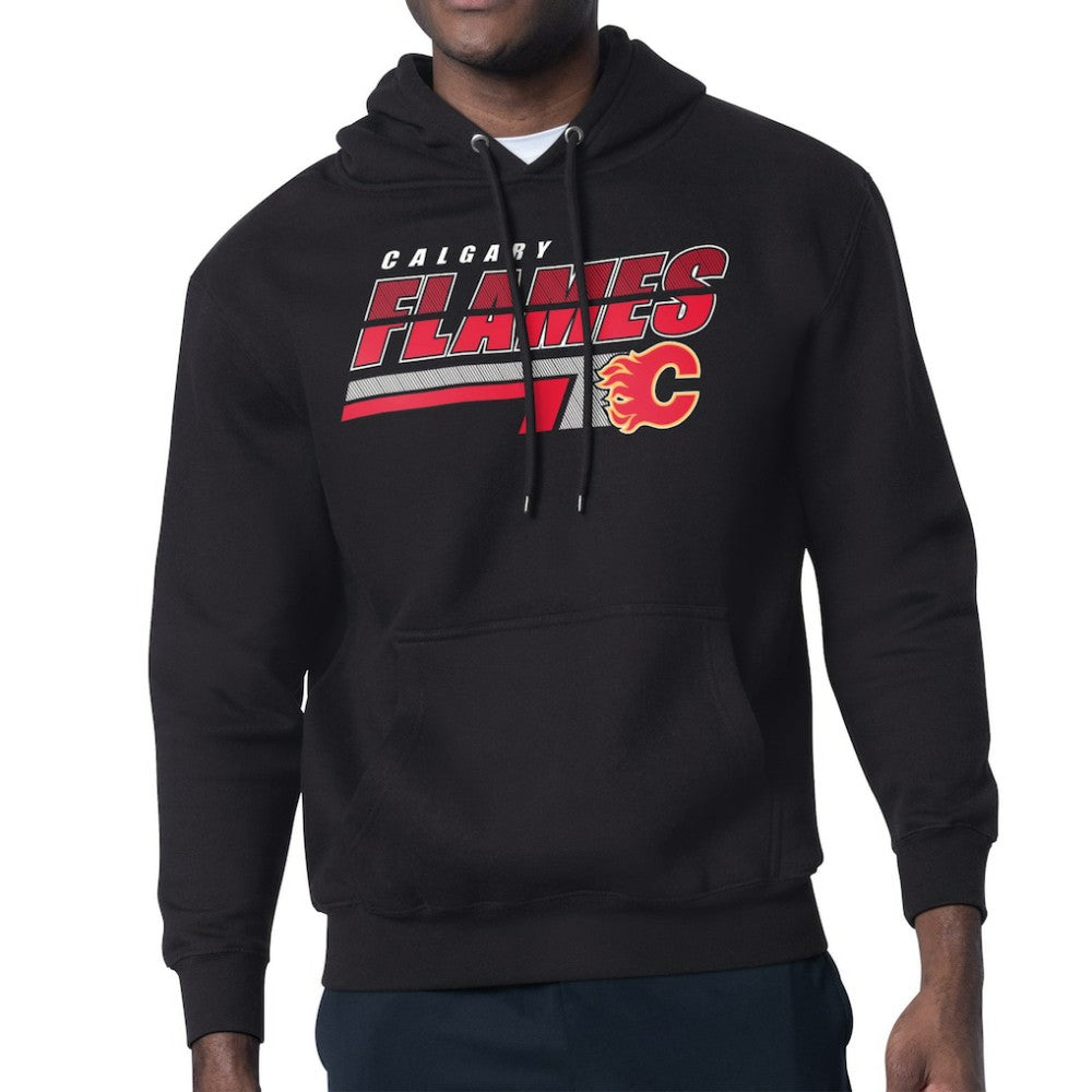 Calgary Flames Starter Logo Push Fleece Hoodie - Black | NHL Lifestyle