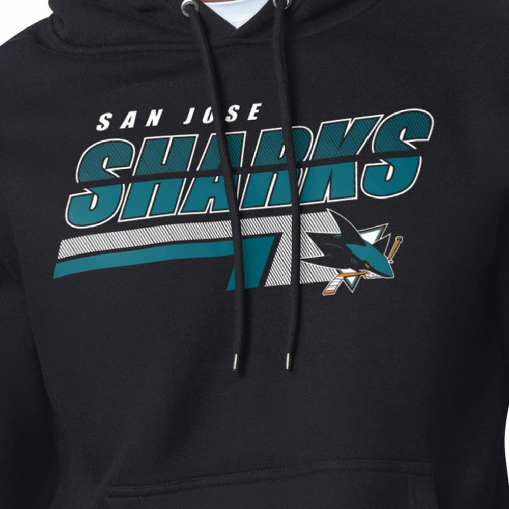 San Jose Sharks Starter Logo Push Fleece Hoodie - Black | NHL Lifestyle