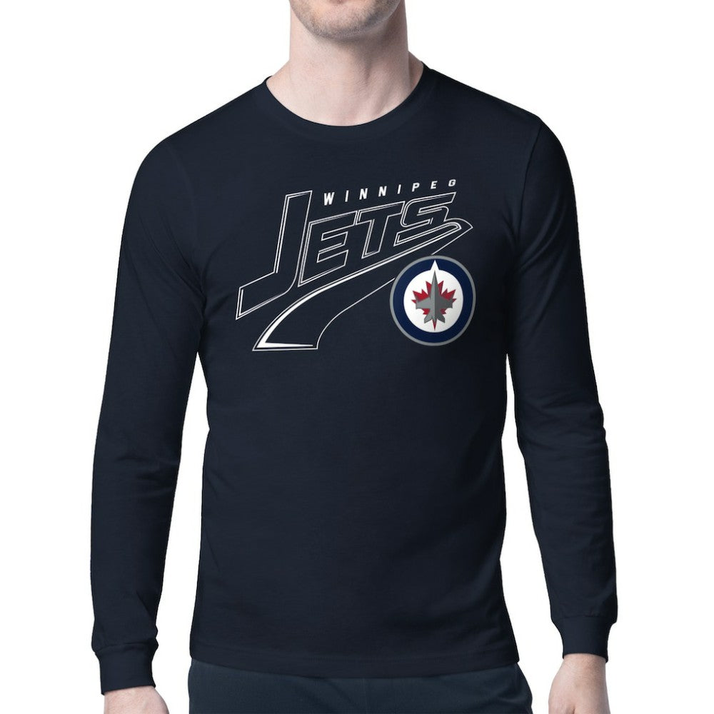 Winnipeg Jets Starter Modern Tailsweep Long Sleeve T-Shirt - Navy | NHL near me