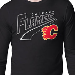 Calgary Flames Starter Modern Tailsweep Long Sleeve T-Shirt - Black | NHL Clearance