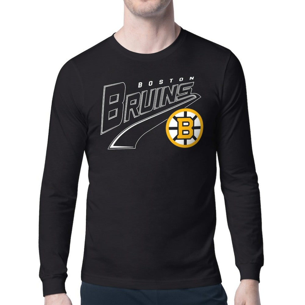 Boston Bruins Starter Modern Tailsweep Long Sleeve T-Shirt - Black | NHL Clearance