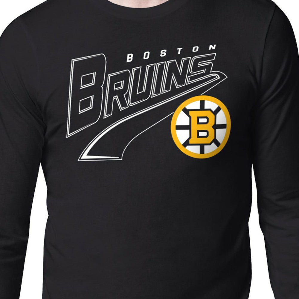 Boston Bruins Starter Modern Tailsweep Long Sleeve T-Shirt - Black | NHL Clearance