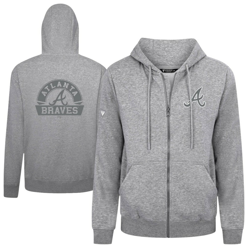 Atlanta Braves Levelwear Podium Chenille Logo Full-Zip Hoodie Outlet
