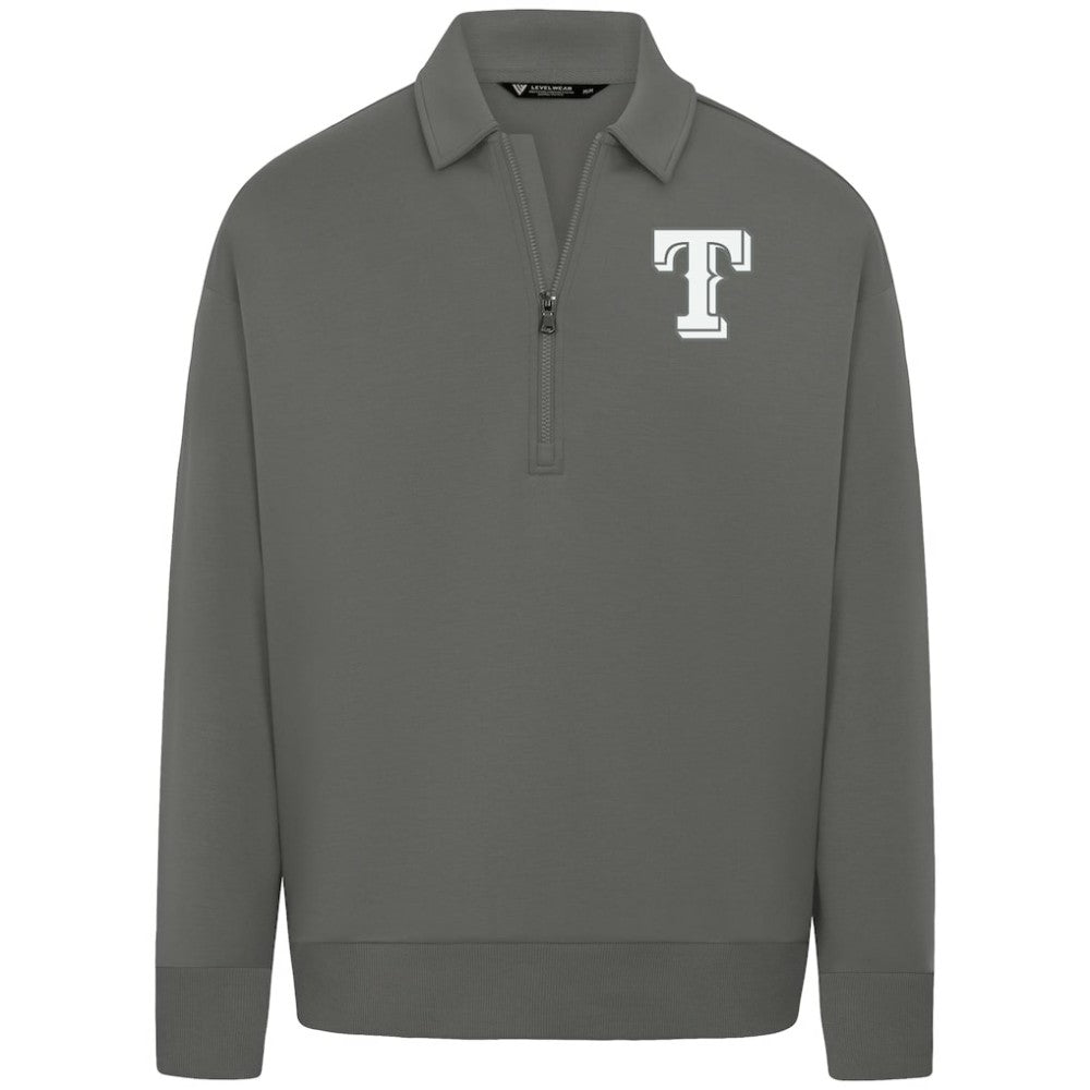 Texas Rangers Levelwear Luxe Signature Quarter-Zip Chenille Logo Tri-Blend Sweatshirt Online