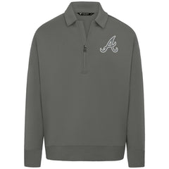 Atlanta Braves Levelwear Luxe Signature Quarter-Zip Chenille Logo Tri-Blend Sweatshirt Discount