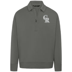 Colorado Rockies Levelwear Luxe Signature Quarter-Zip Chenille Logo Tri-Blend Sweatshirt Sale